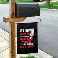 Stigma Hurts Awareness Heals Garden Flag HIV Awareness Red Ribbon Support Gift - Wonder Print Shop