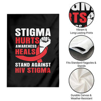 Stigma Hurts Awareness Heals Garden Flag HIV Awareness Red Ribbon Support Gift - Wonder Print Shop