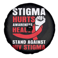 Stigma Hurts Awareness Heals Spare Tire Cover HIV Awareness Red Ribbon Support Gift - Wonder Print Shop