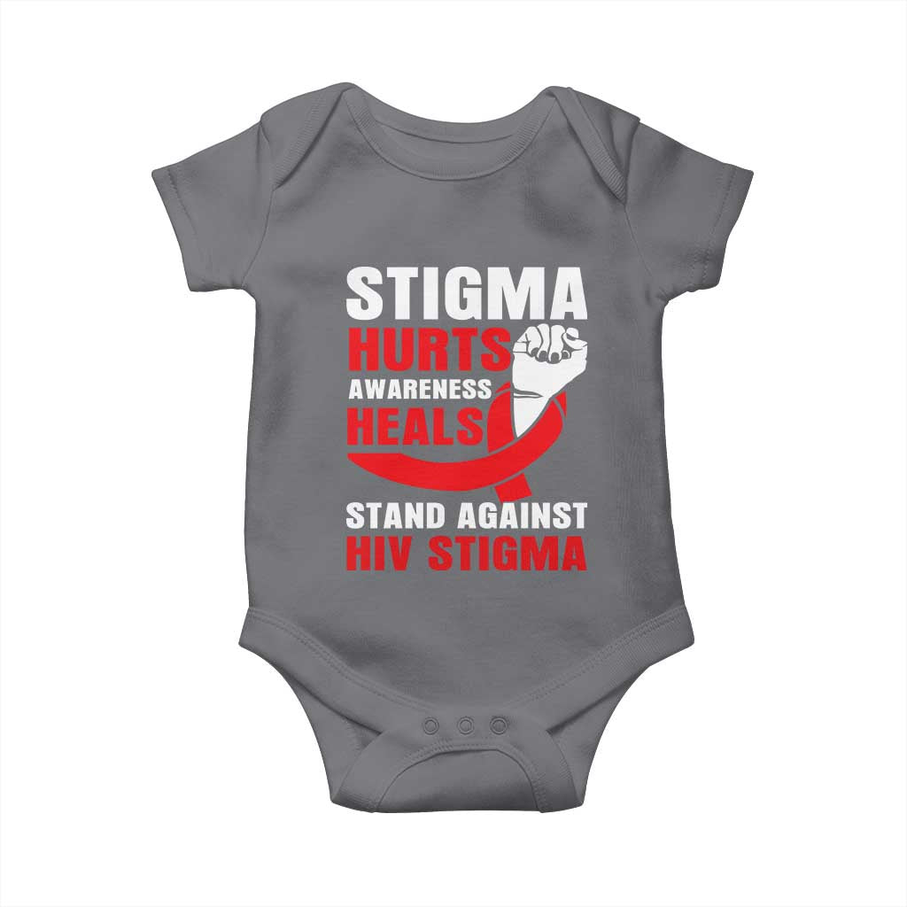 Stigma Hurts Awareness Heals Baby Onesie HIV Awareness Red Ribbon Support Gift - Wonder Print Shop