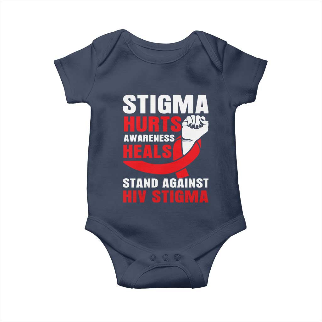 Stigma Hurts Awareness Heals Baby Onesie HIV Awareness Red Ribbon Support Gift - Wonder Print Shop