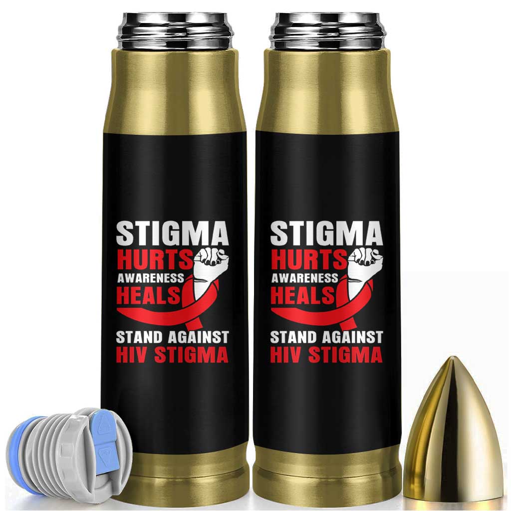 Stigma Hurts Awareness Heals Bullet Tumbler HIV Awareness Red Ribbon Support Gift - Wonder Print Shop