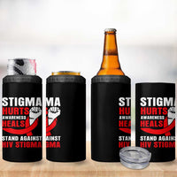 Stigma Hurts Awareness Heals 4 in 1 Can Cooler Tumbler HIV Awareness Red Ribbon Support Gift - Wonder Print Shop