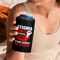 Stigma Hurts Awareness Heals 4 in 1 Can Cooler Tumbler HIV Awareness Red Ribbon Support Gift - Wonder Print Shop
