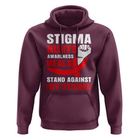 Stigma Hurts Awareness Heals Hoodie HIV Awareness Red Ribbon Support Gift - Wonder Print Shop