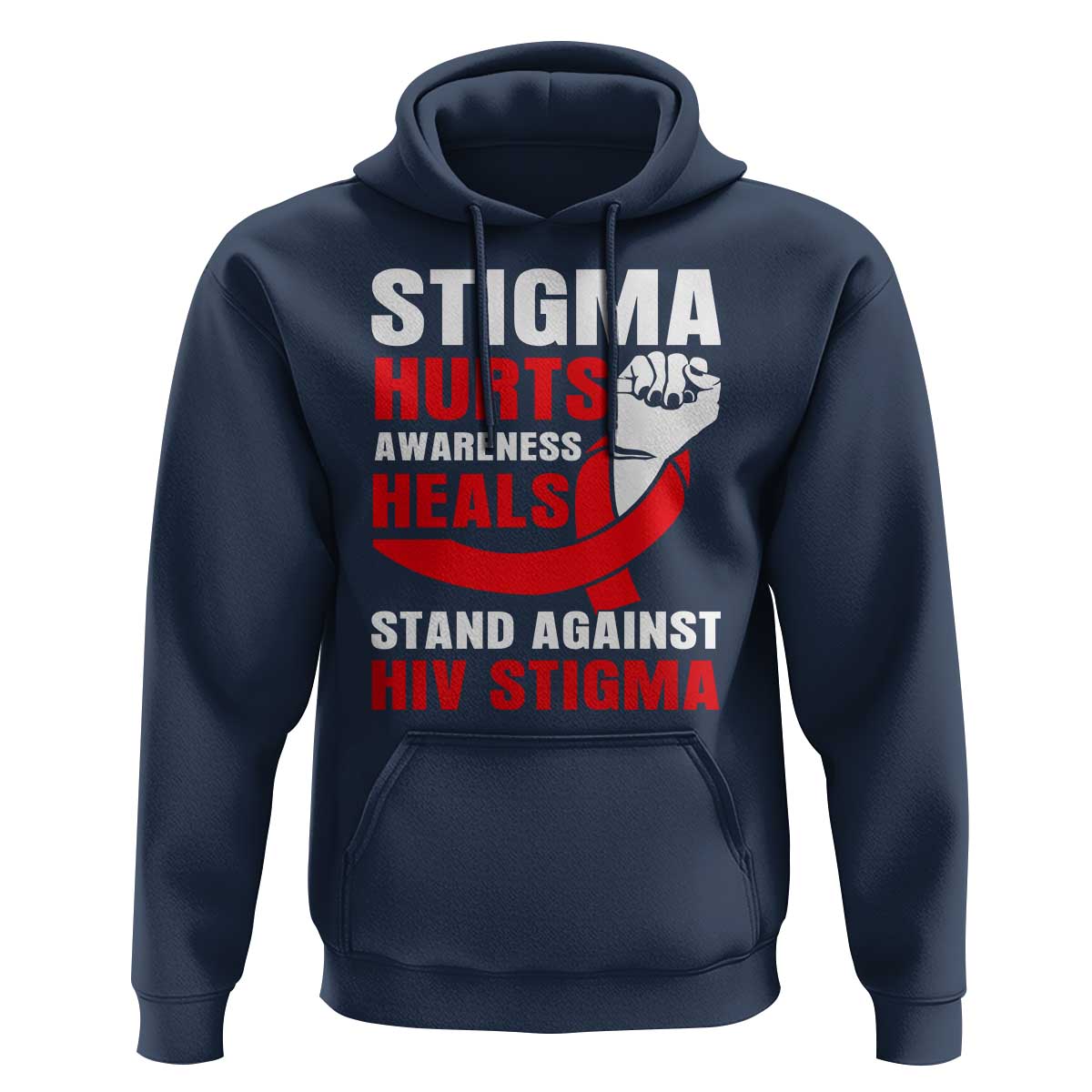 Stigma Hurts Awareness Heals Hoodie HIV Awareness Red Ribbon Support Gift - Wonder Print Shop