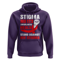 Stigma Hurts Awareness Heals Hoodie HIV Awareness Red Ribbon Support Gift - Wonder Print Shop