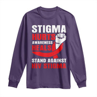 Stigma Hurts Awareness Heals Long Sleeve Shirt HIV Awareness Red Ribbon Support Gift - Wonder Print Shop