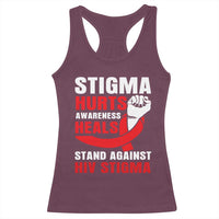 Stigma Hurts Awareness Heals Racerback Tank Top HIV Awareness Red Ribbon Support Gift - Wonder Print Shop