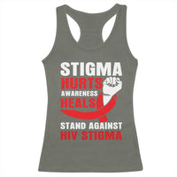 Stigma Hurts Awareness Heals Racerback Tank Top HIV Awareness Red Ribbon Support Gift - Wonder Print Shop