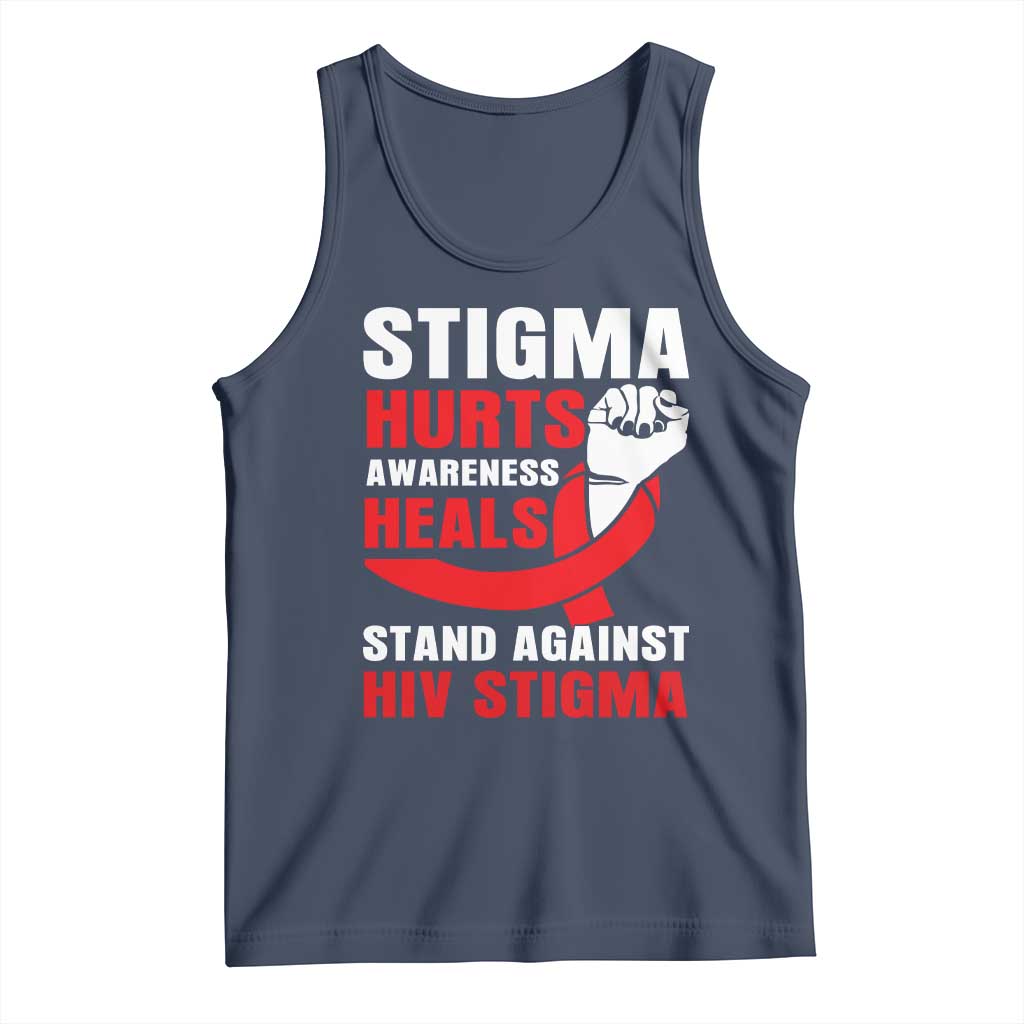 Stigma Hurts Awareness Heals Tank Top HIV Awareness Red Ribbon Support Gift - Wonder Print Shop