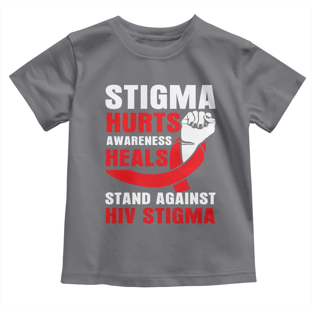 Stigma Hurts Awareness Heals Toddler T Shirt HIV Awareness Red Ribbon Support Gift - Wonder Print Shop