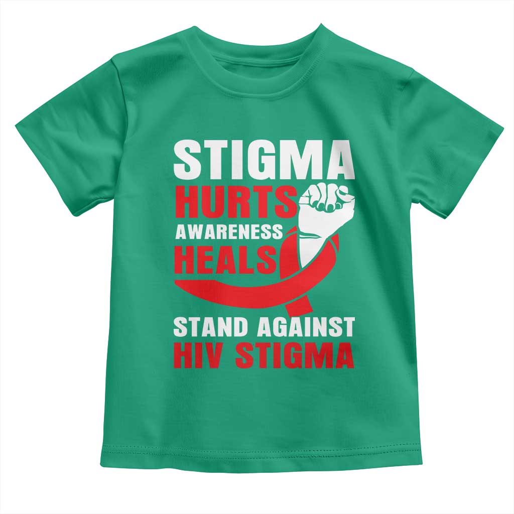 Stigma Hurts Awareness Heals Toddler T Shirt HIV Awareness Red Ribbon Support Gift - Wonder Print Shop