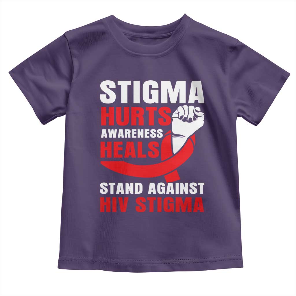 Stigma Hurts Awareness Heals Toddler T Shirt HIV Awareness Red Ribbon Support Gift - Wonder Print Shop