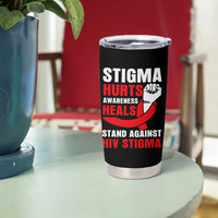 Stigma Hurts Awareness Heals Tumbler Cup HIV Awareness Red Ribbon Support Gift - Wonder Print Shop