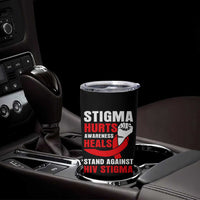 Stigma Hurts Awareness Heals Tumbler Cup HIV Awareness Red Ribbon Support Gift - Wonder Print Shop