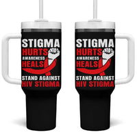 Stigma Hurts Awareness Heals Tumbler With Handle HIV Awareness Red Ribbon Support Gift - Wonder Print Shop