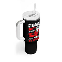 Stigma Hurts Awareness Heals Tumbler With Handle HIV Awareness Red Ribbon Support Gift - Wonder Print Shop