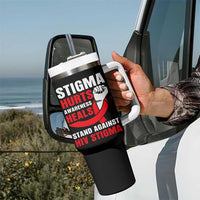 Stigma Hurts Awareness Heals Tumbler With Handle HIV Awareness Red Ribbon Support Gift - Wonder Print Shop