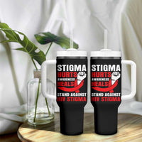 Stigma Hurts Awareness Heals Tumbler With Handle HIV Awareness Red Ribbon Support Gift - Wonder Print Shop