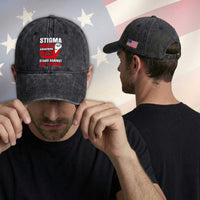 Stigma Hurts Awareness Heals Washed Cotton Baseball Cap HIV Awareness Red Ribbon Support Gift