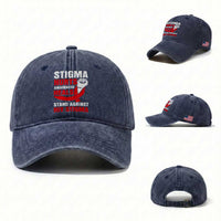Stigma Hurts Awareness Heals Washed Cotton Baseball Cap HIV Awareness Red Ribbon Support Gift