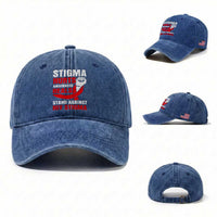 Stigma Hurts Awareness Heals Washed Cotton Baseball Cap HIV Awareness Red Ribbon Support Gift