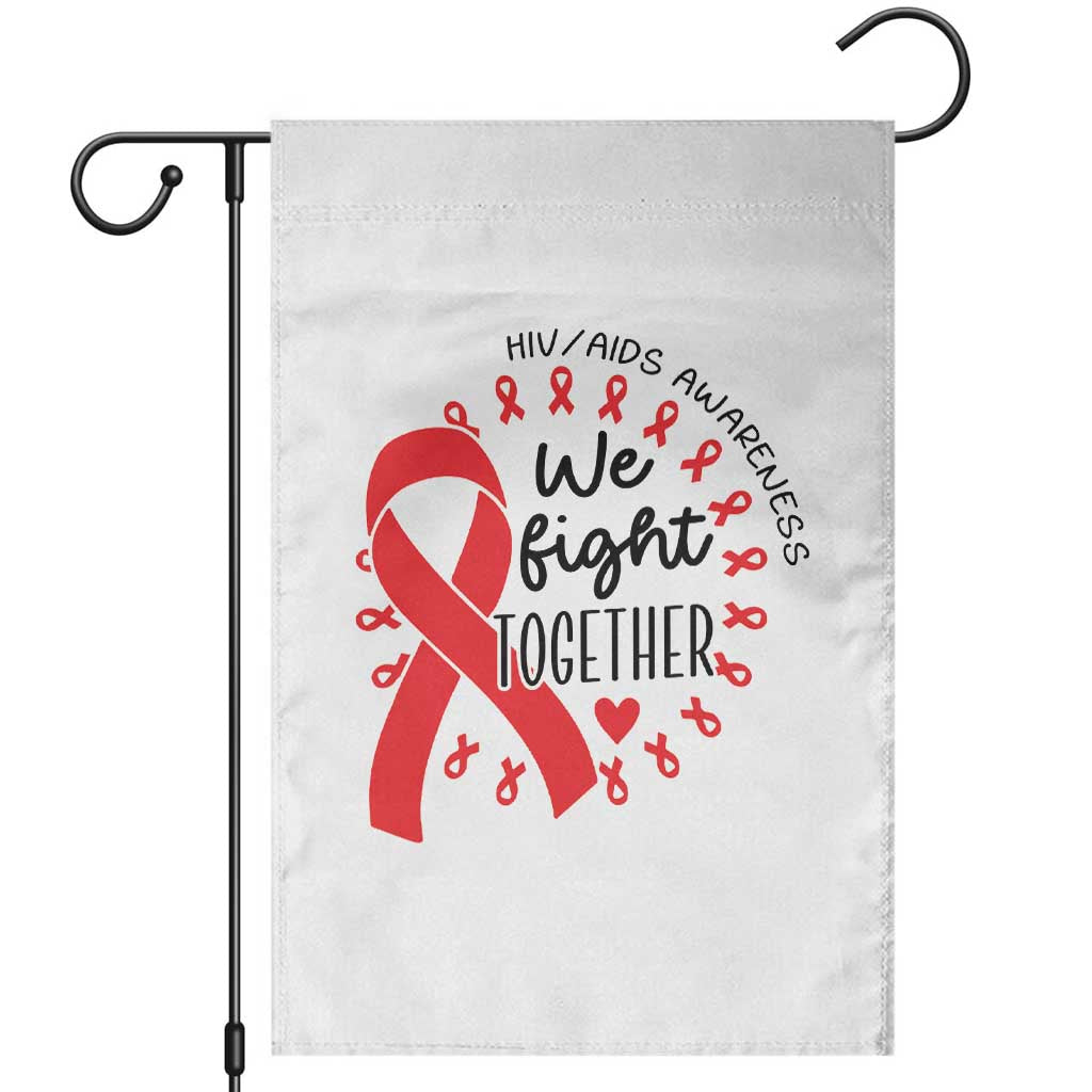 HIV Awareness Red Ribbon Support Gift Garden Flag We Fight Together - Wonder Print Shop