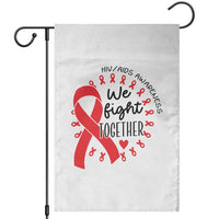 HIV Awareness Red Ribbon Support Gift Garden Flag We Fight Together - Wonder Print Shop