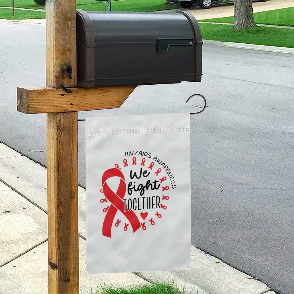 HIV Awareness Red Ribbon Support Gift Garden Flag We Fight Together - Wonder Print Shop