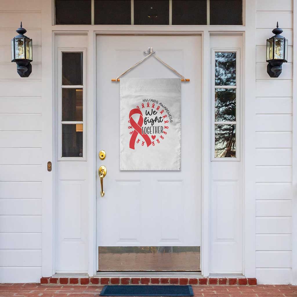 HIV Awareness Red Ribbon Support Gift Garden Flag We Fight Together - Wonder Print Shop