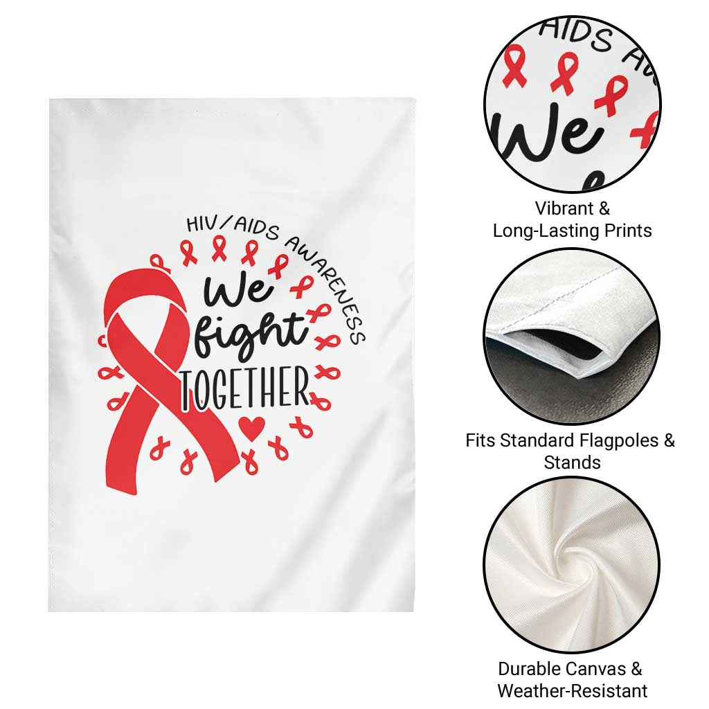 HIV Awareness Red Ribbon Support Gift Garden Flag We Fight Together - Wonder Print Shop