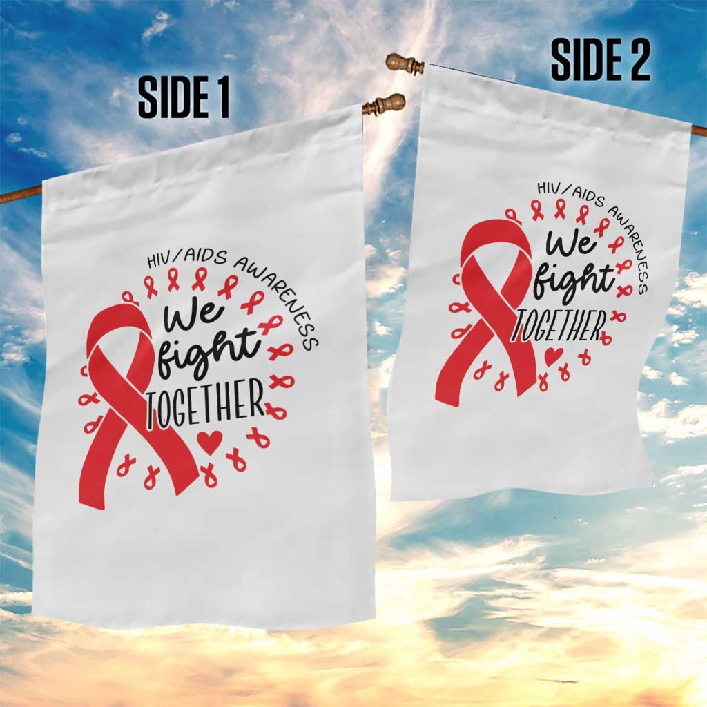 HIV Awareness Red Ribbon Support Gift Garden Flag We Fight Together - Wonder Print Shop