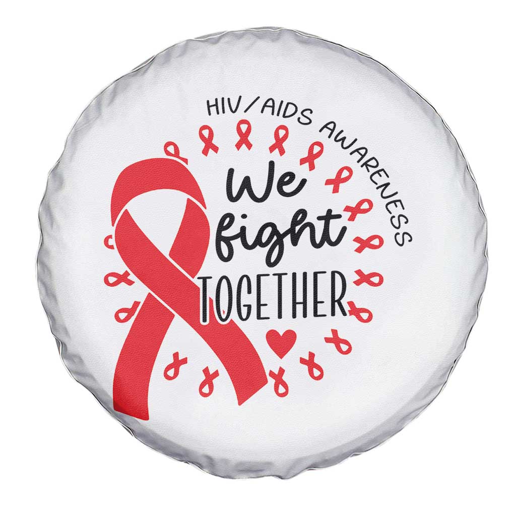 HIV Awareness Red Ribbon Support Gift Spare Tire Cover We Fight Together - Wonder Print Shop