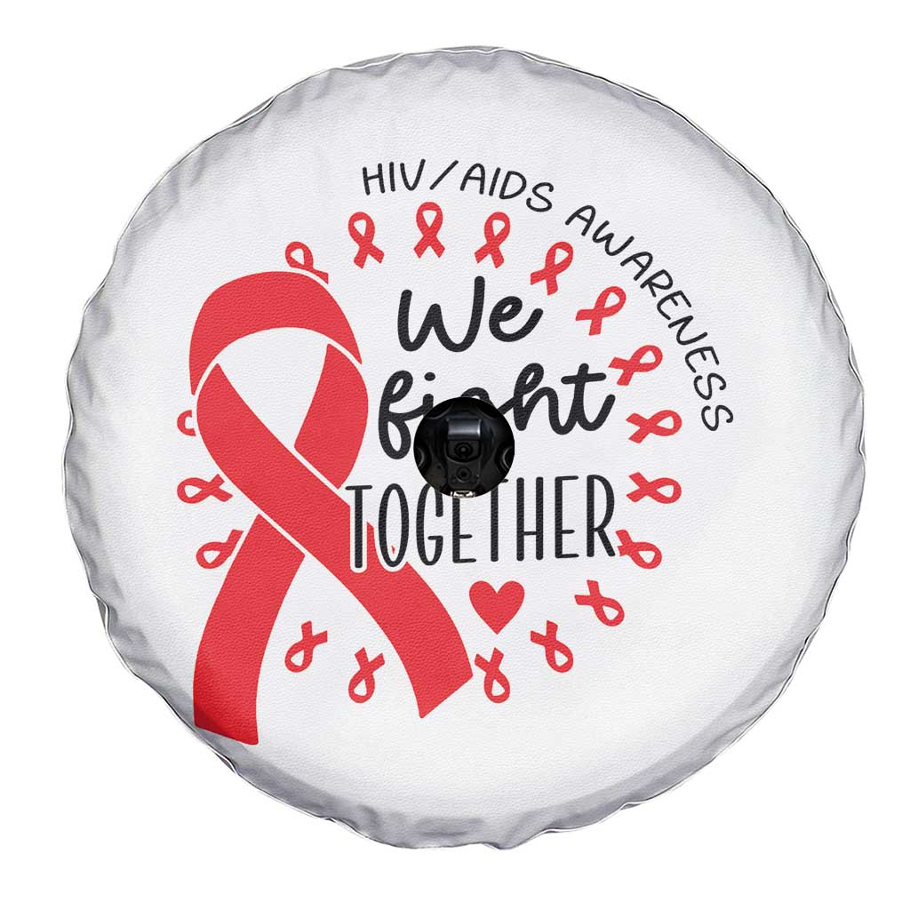 HIV Awareness Red Ribbon Support Gift Spare Tire Cover We Fight Together - Wonder Print Shop