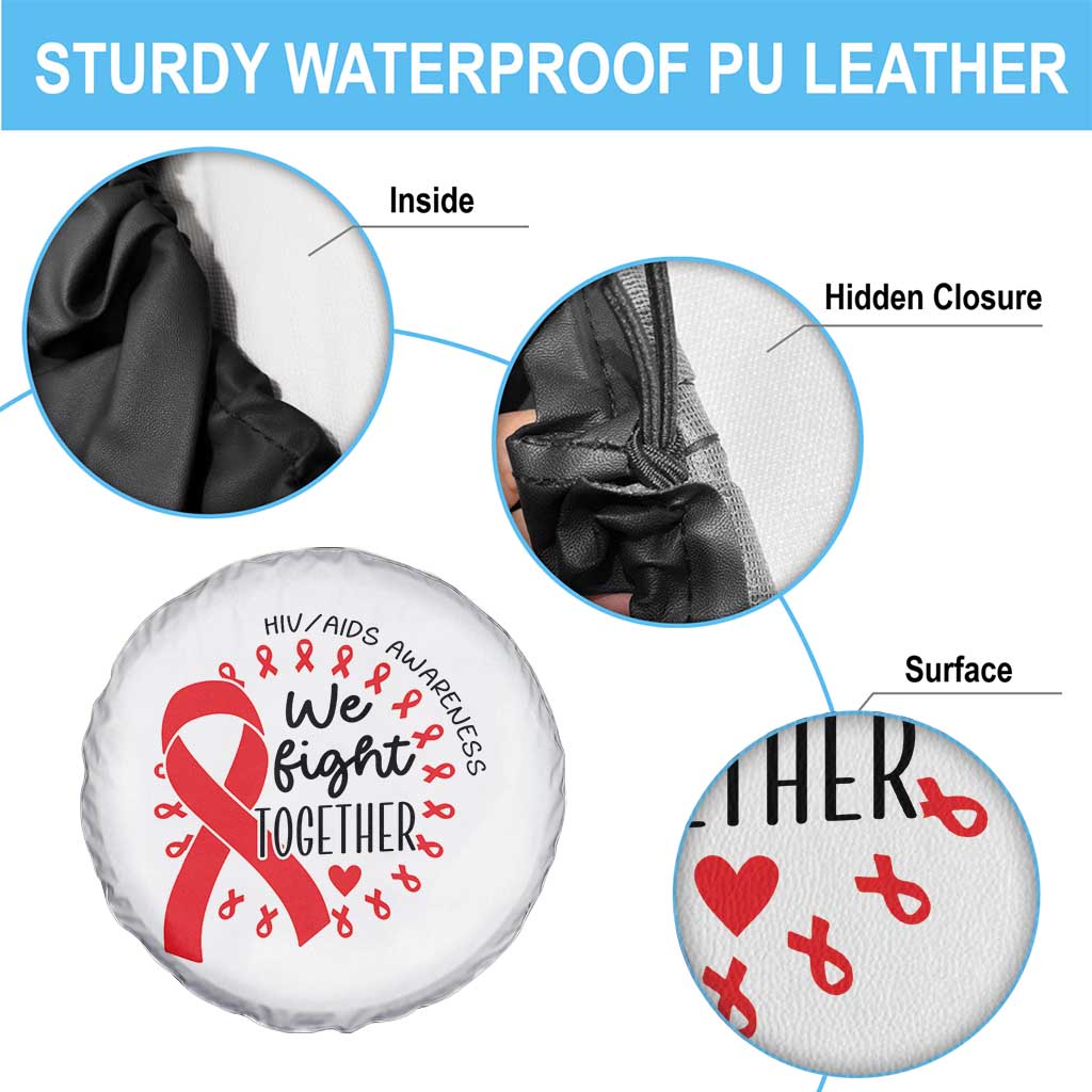 HIV Awareness Red Ribbon Support Gift Spare Tire Cover We Fight Together - Wonder Print Shop