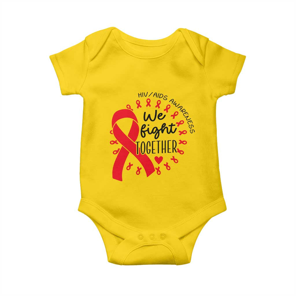HIV Awareness Red Ribbon Support Gift Baby Onesie We Fight Together - Wonder Print Shop