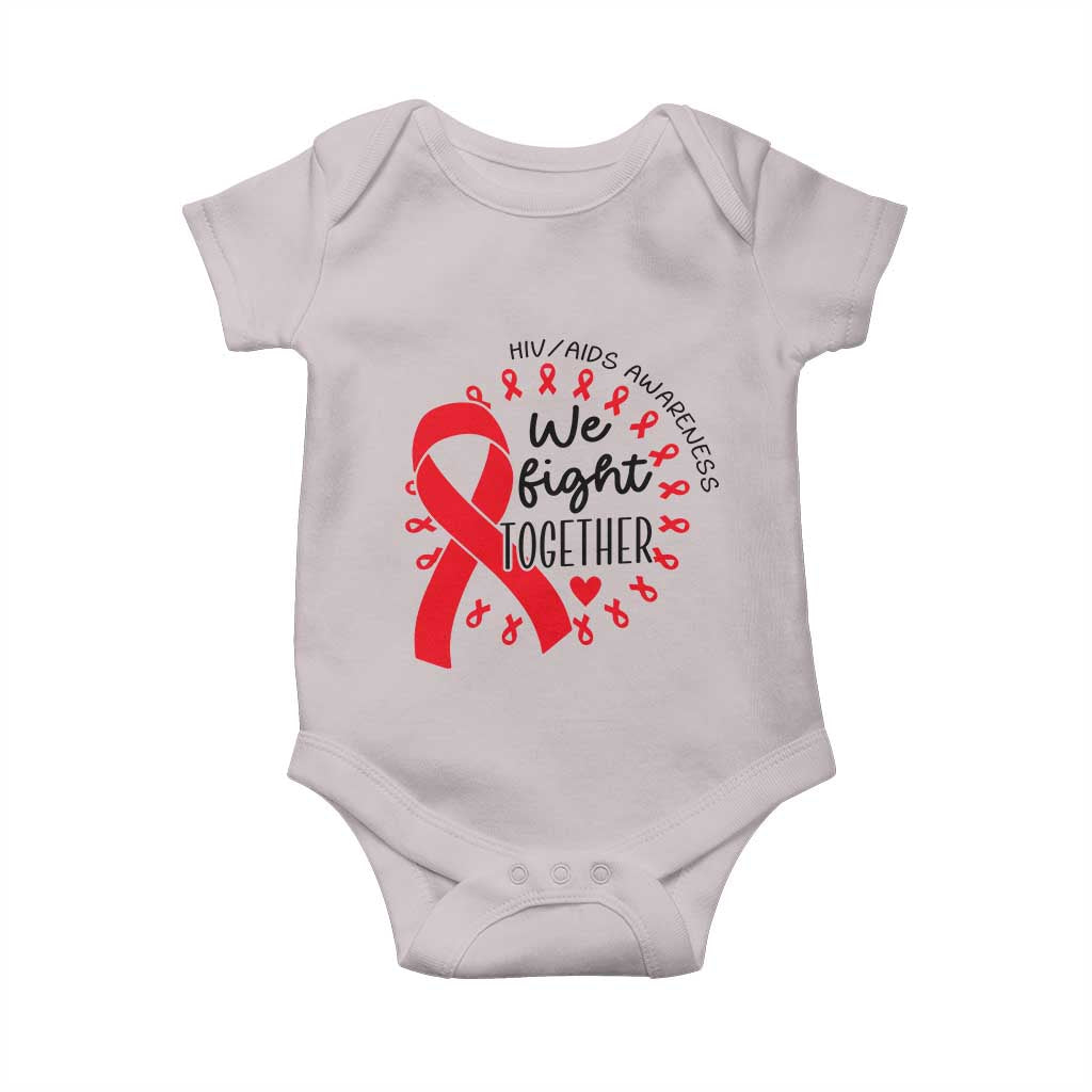 HIV Awareness Red Ribbon Support Gift Baby Onesie We Fight Together - Wonder Print Shop