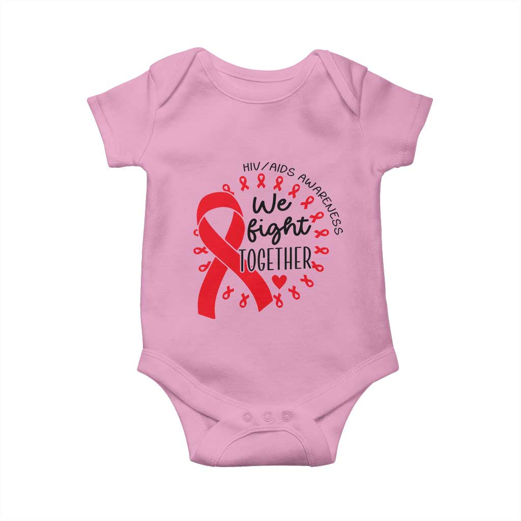 HIV Awareness Red Ribbon Support Gift Baby Onesie We Fight Together - Wonder Print Shop
