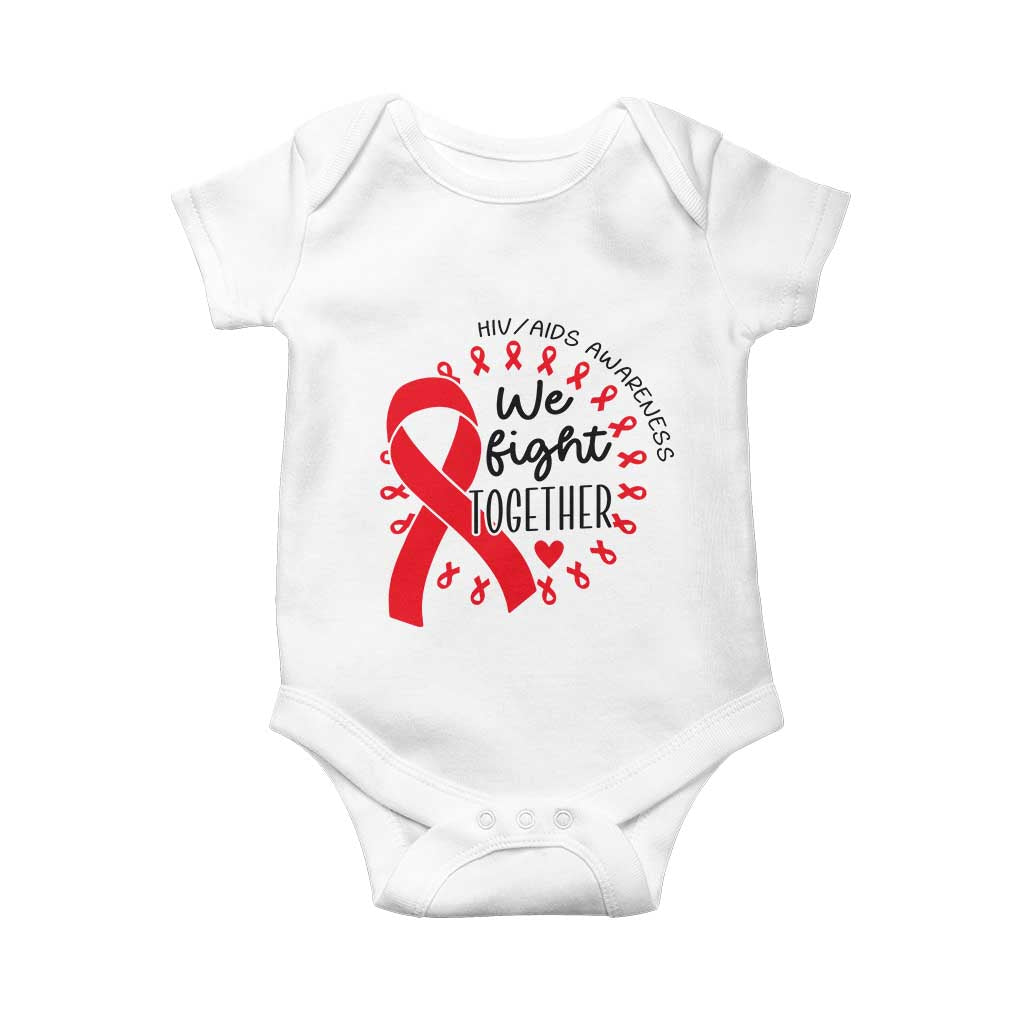 HIV Awareness Red Ribbon Support Gift Baby Onesie We Fight Together - Wonder Print Shop