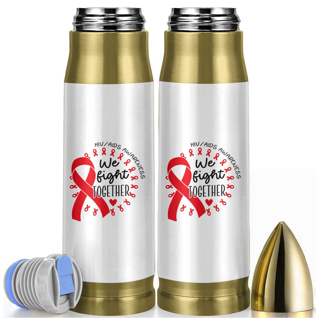 HIV Awareness Red Ribbon Support Gift Bullet Tumbler We Fight Together - Wonder Print Shop