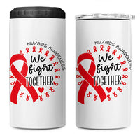 HIV Awareness Red Ribbon Support Gift 4 in 1 Can Cooler Tumbler We Fight Together - Wonder Print Shop