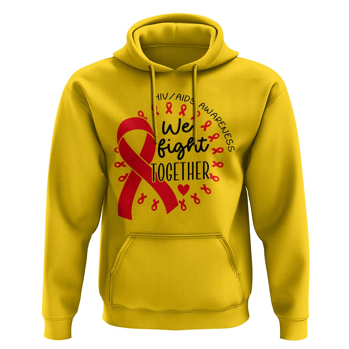 HIV Awareness Red Ribbon Support Gift Hoodie We Fight Together - Wonder Print Shop
