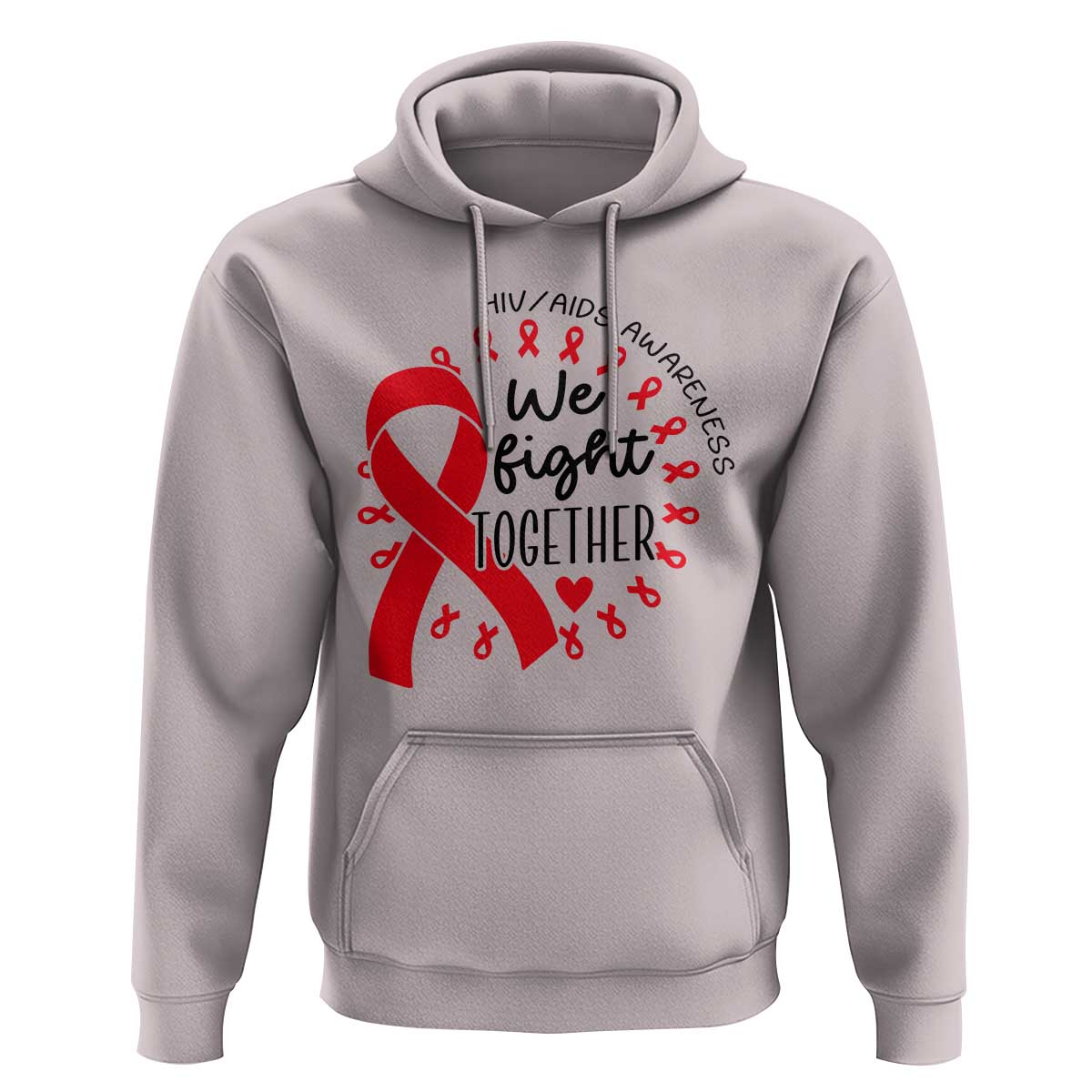 HIV Awareness Red Ribbon Support Gift Hoodie We Fight Together - Wonder Print Shop