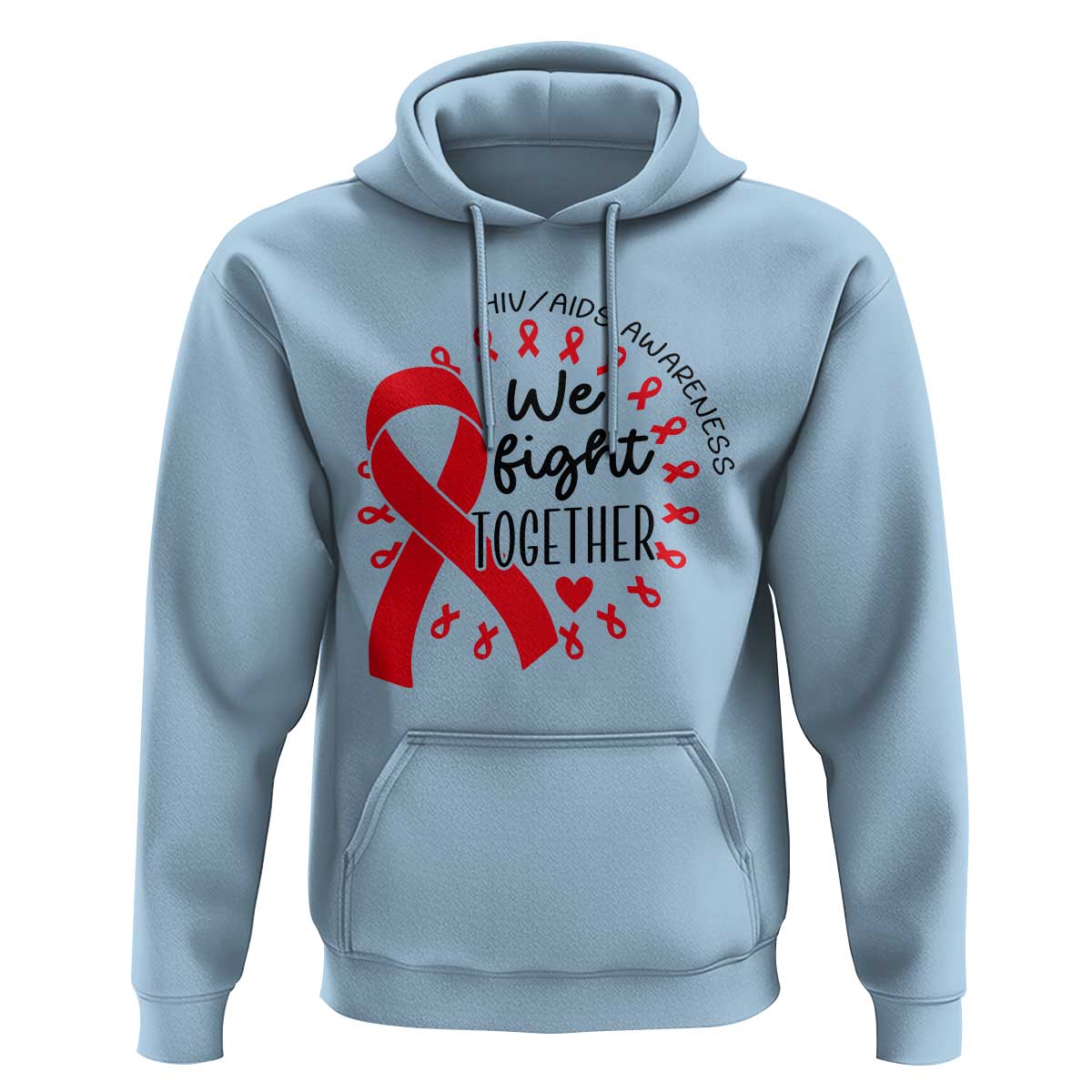 HIV Awareness Red Ribbon Support Gift Hoodie We Fight Together - Wonder Print Shop
