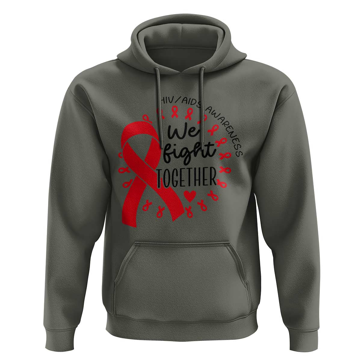 HIV Awareness Red Ribbon Support Gift Hoodie We Fight Together - Wonder Print Shop