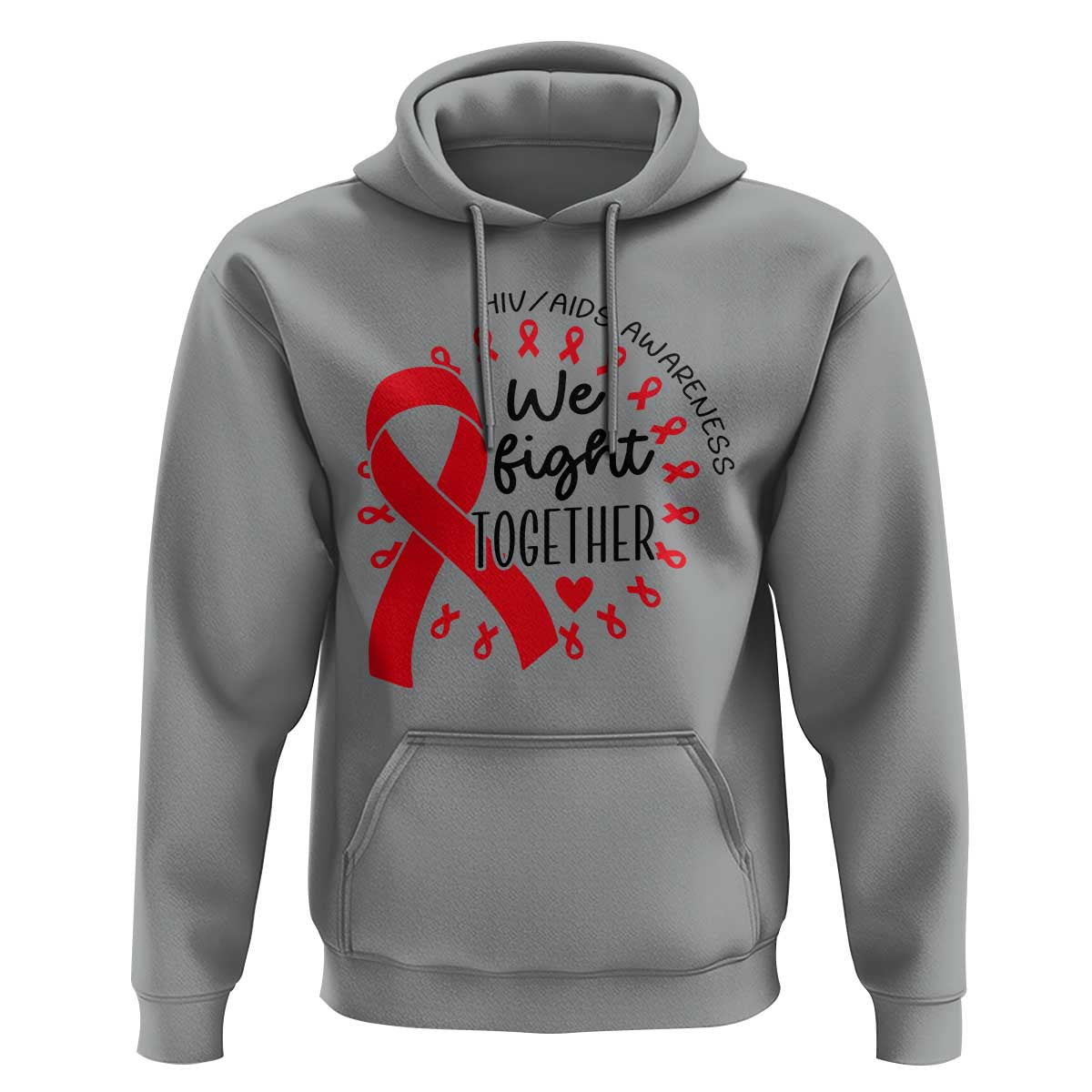 HIV Awareness Red Ribbon Support Gift Hoodie We Fight Together - Wonder Print Shop