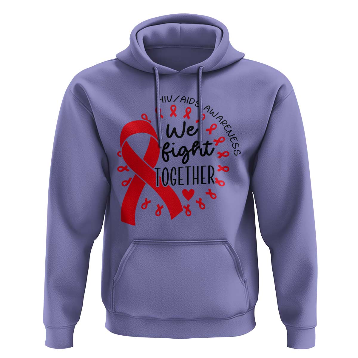 HIV Awareness Red Ribbon Support Gift Hoodie We Fight Together - Wonder Print Shop