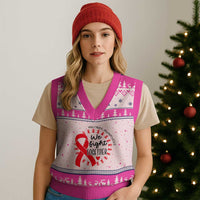 HIV Awareness Red Ribbon Support Gift V-Neck Knit Sweater Vest We Fight Together - Wonder Print Shop