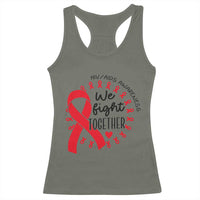 HIV Awareness Red Ribbon Support Gift Racerback Tank Top We Fight Together - Wonder Print Shop